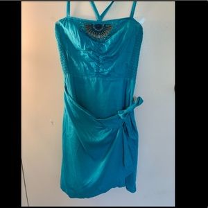 Free People Turquoise embroidered dress